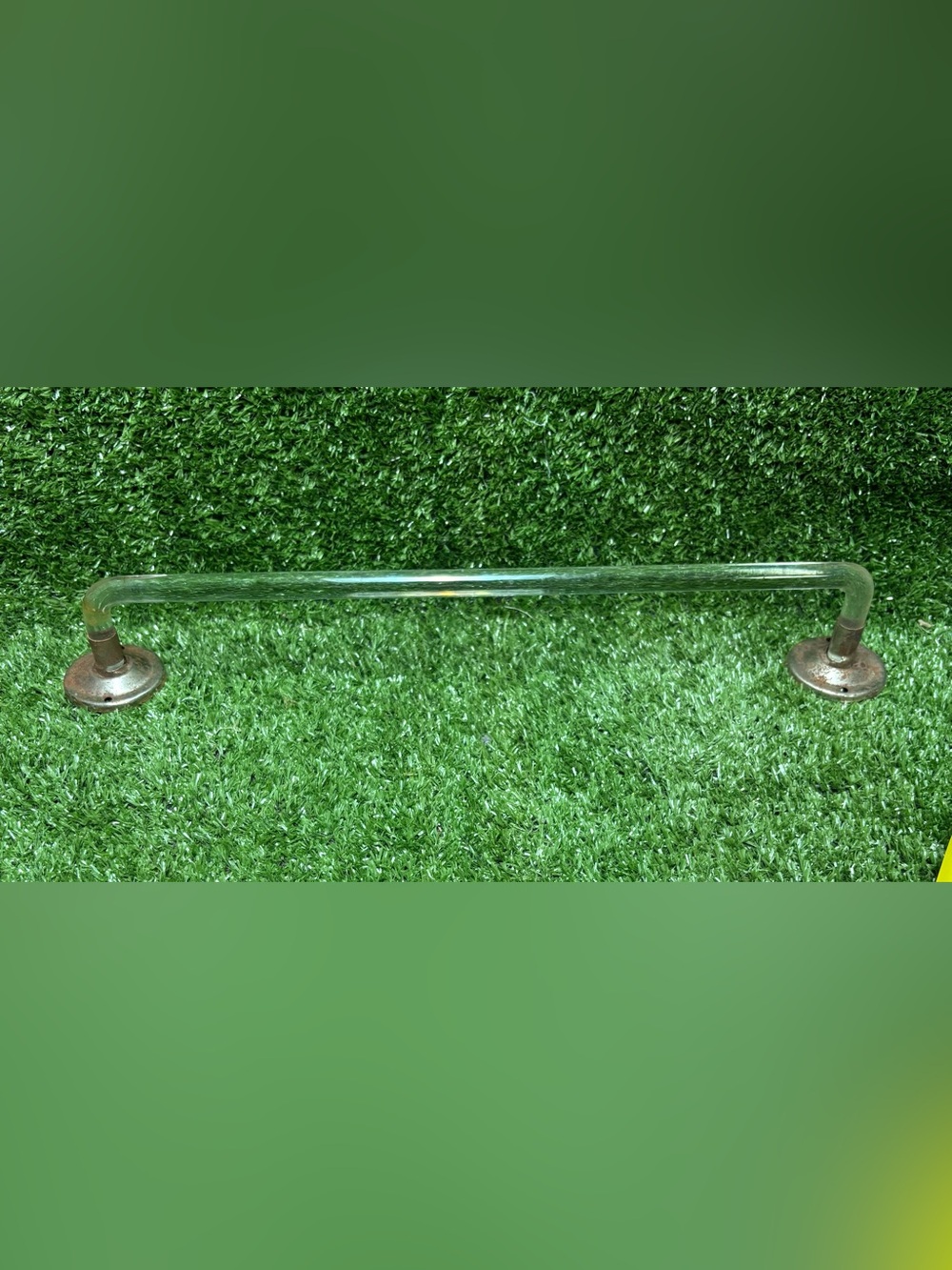 Vintage Clear Glass Towel Bar with Metal Mounts - Clear